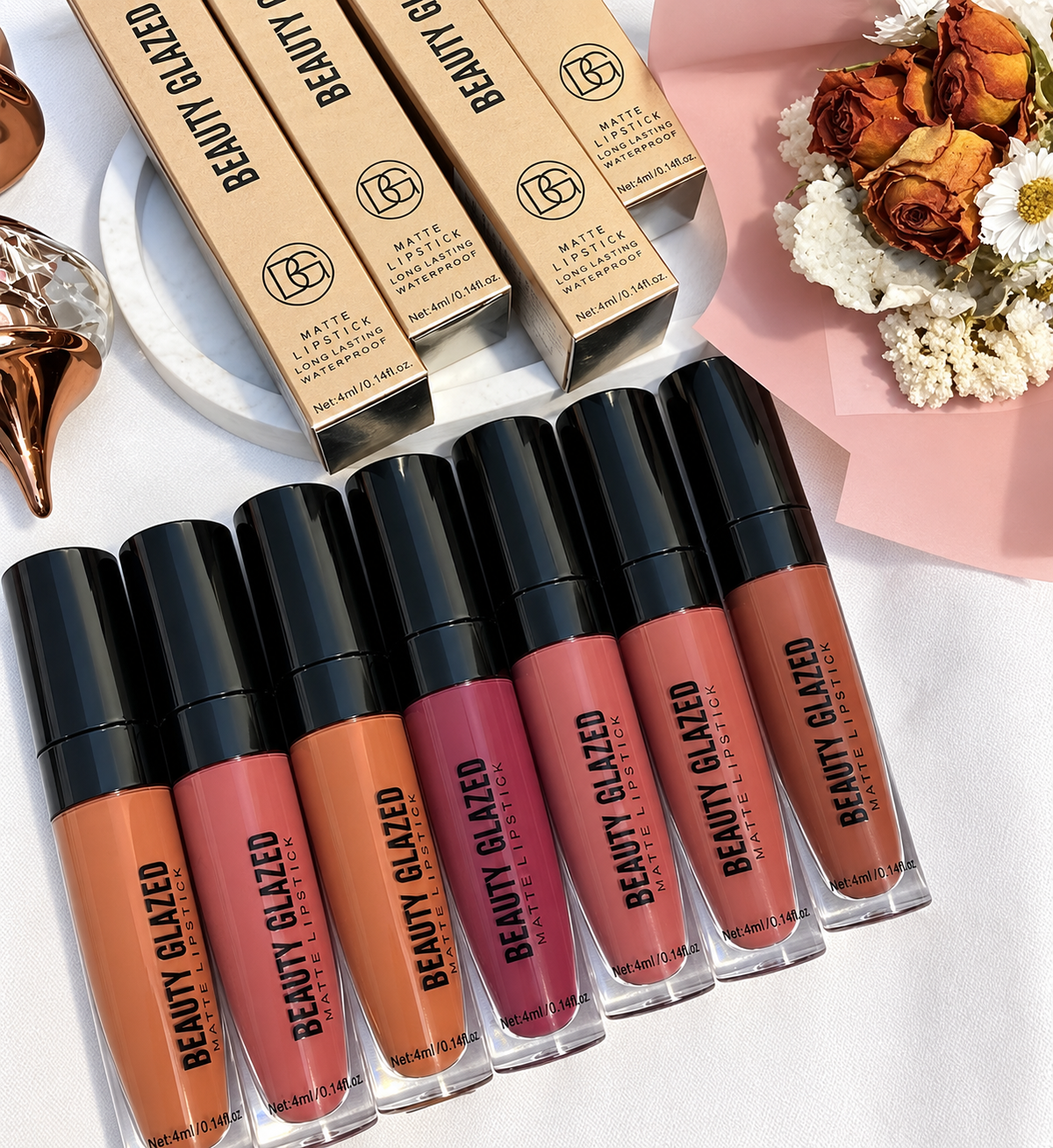 Beauty Glazed Matte Lipstick – Holding Makeup Silky Smoothness
