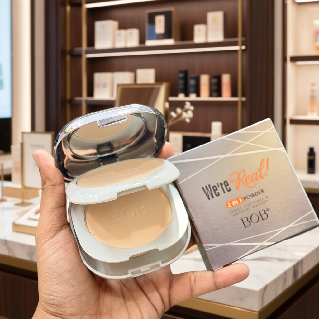 BOB 2-in-1 Full Coverage Pressed Powder With Puff Inside – We’re Real Edition