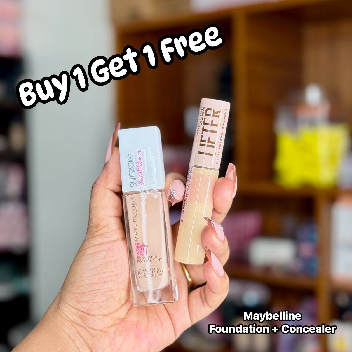 Buy 1 Get 1 Free - Buy Maybelline Foundation & get free Maybelline Concealer