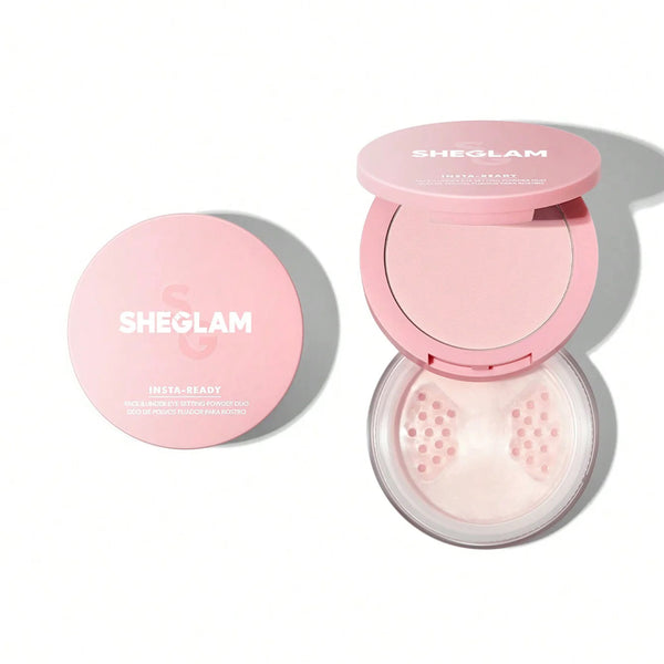 SHEGLAM Insta-Ready Face & Under Eye Setting Powder Duo Bubblegum (Loose Powder & Pressed Powder)