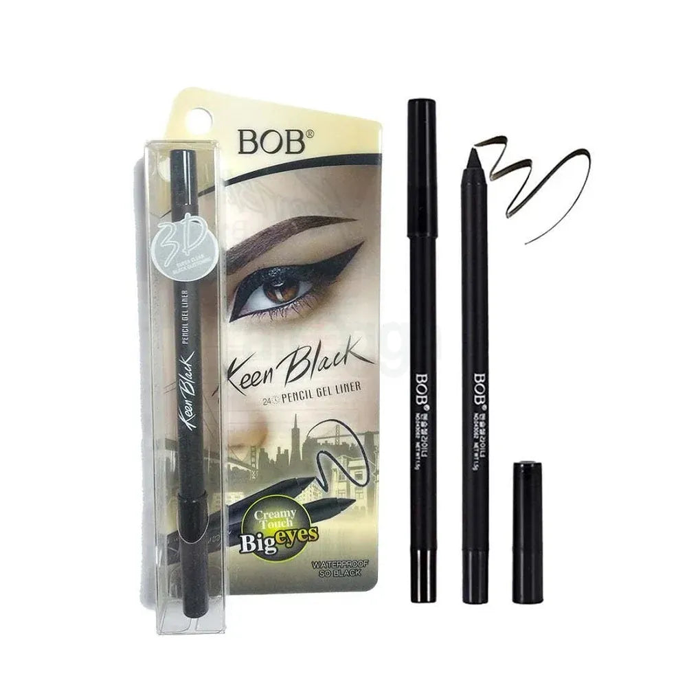 BOB Keen Black Waterproof Pencil Gel Liner Kajal with Free Sharpener